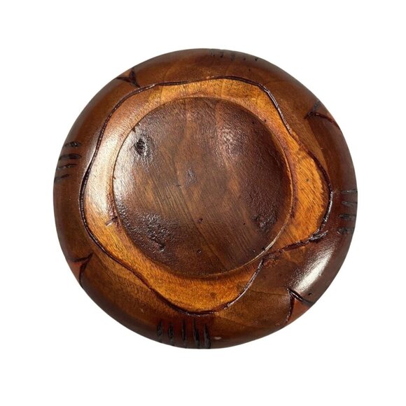 Set of 5 Hand Carved Wooden Salad Bowls Floral Pattern Decorative Rustic - Picture 8 of 10